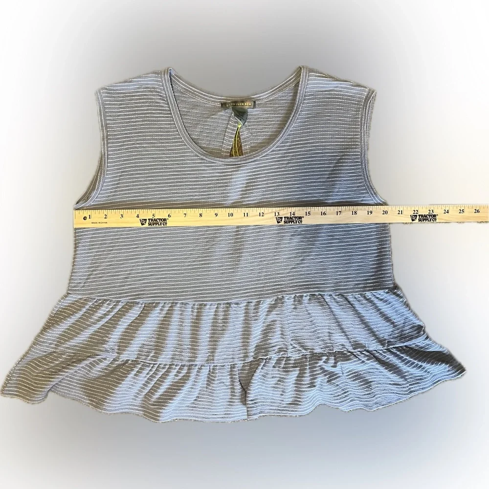 Good Luck Gem Oversized Ruffled Blue Tank size M - Picture 7 of 10